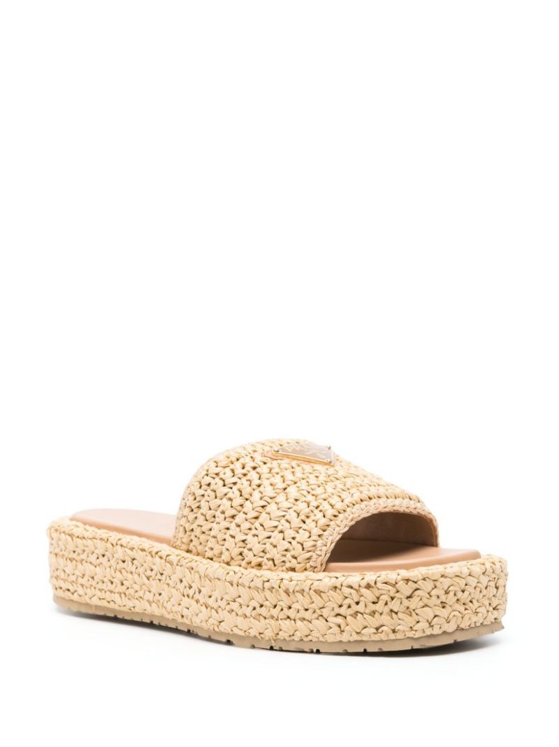 Neutral Crochet Flatform Slides