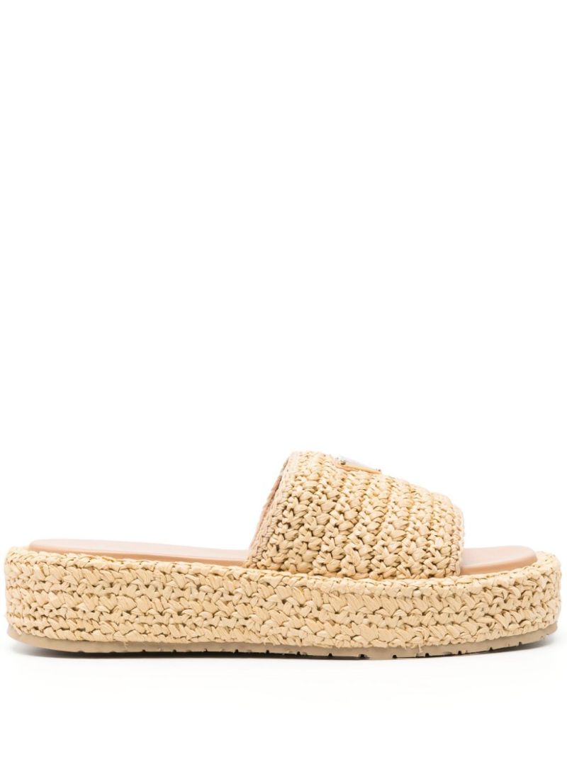 Neutral Crochet Flatform Slides