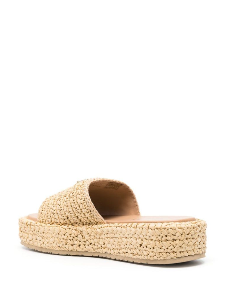Neutral Crochet Flatform Slides