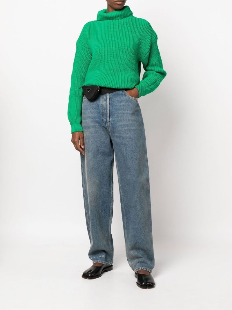 Blue High-waisted Boyfriend Jeans