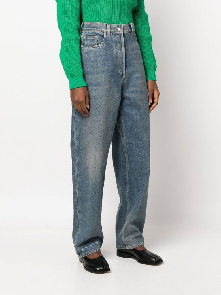 Blue High-waisted Boyfriend Jeans