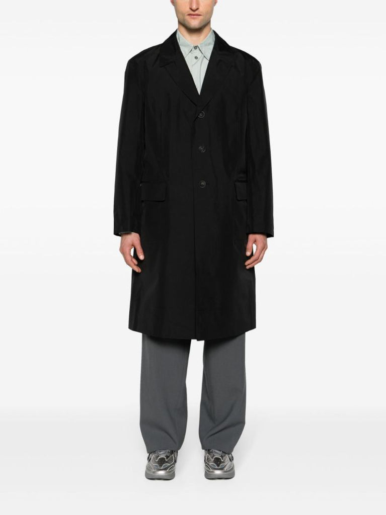 Black Single-breasted Recycled Polyester Coat