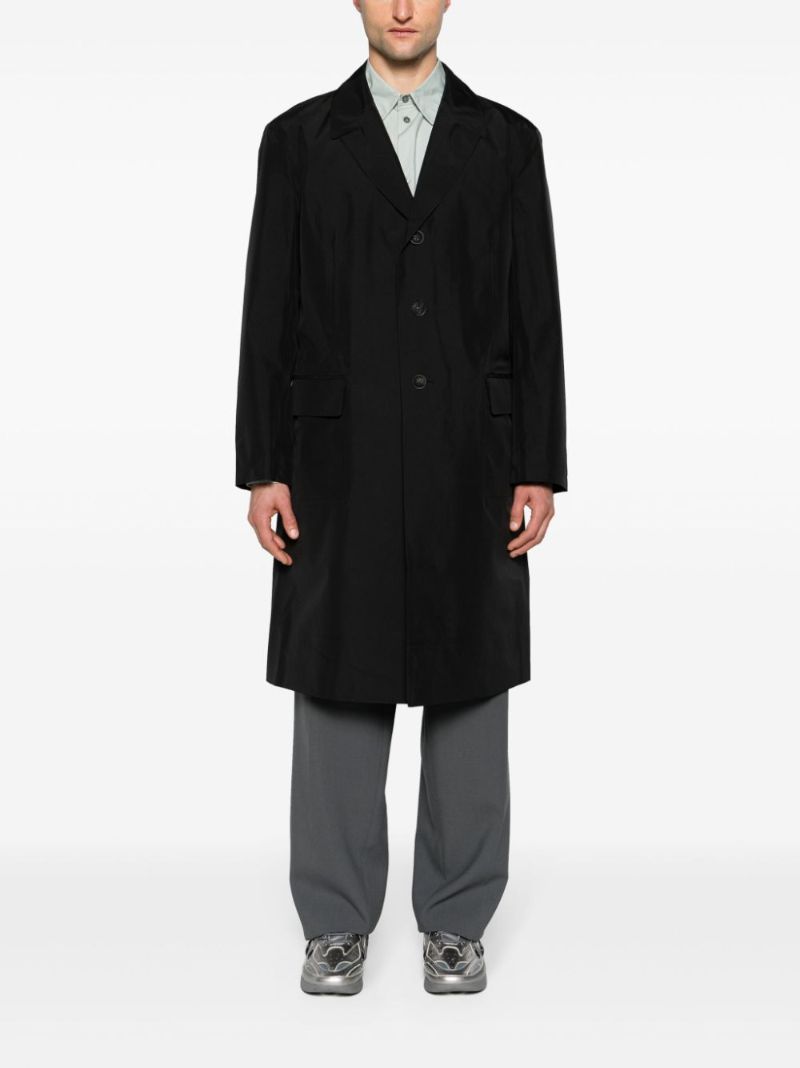 Black Single-breasted Recycled Polyester Coat