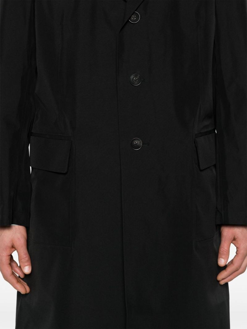 Black Single-breasted Recycled Polyester Coat