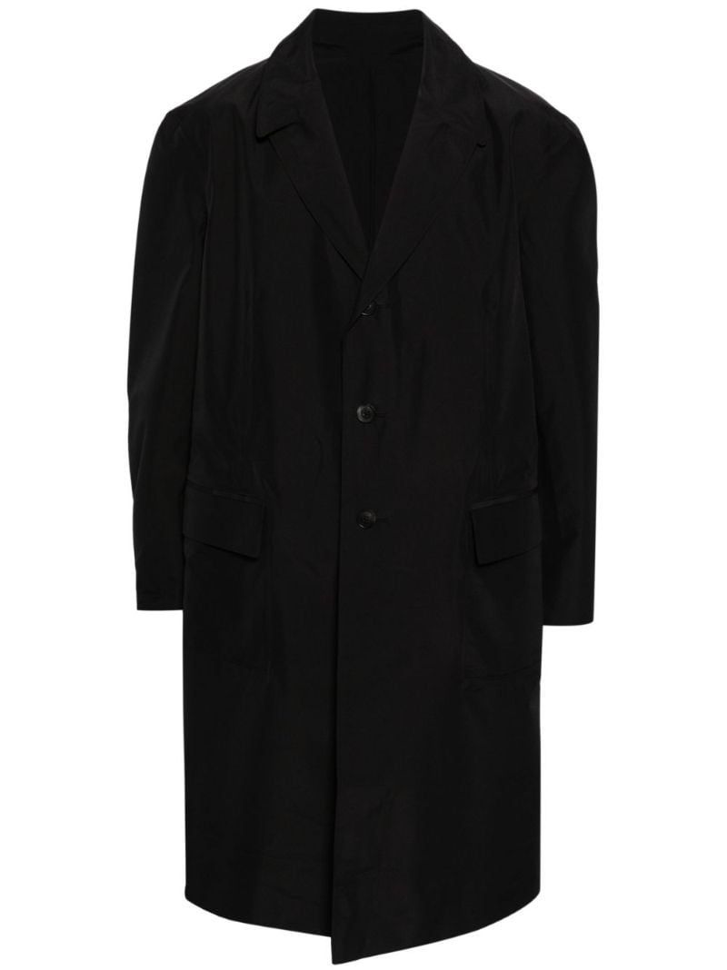 Black Single-breasted Recycled Polyester Coat