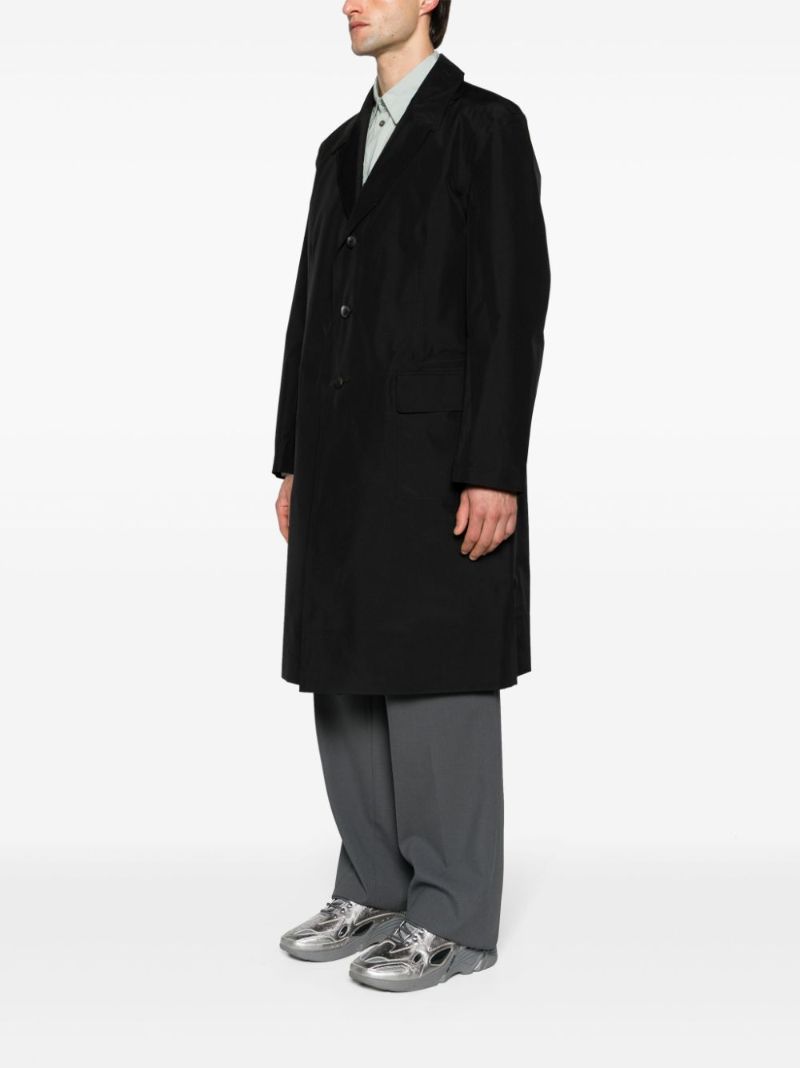 Black Single-breasted Recycled Polyester Coat