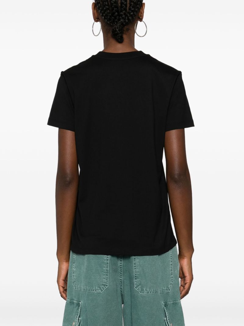 Black Logo-embroidered Cotton T-shirt