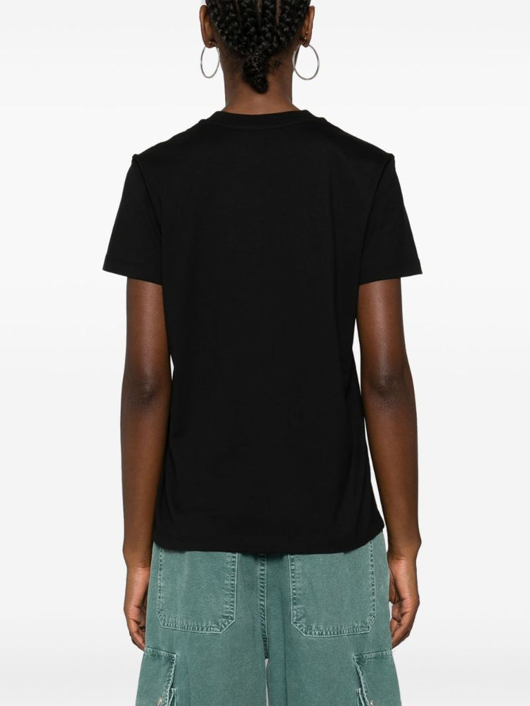Black Logo-embroidered Cotton T-shirt