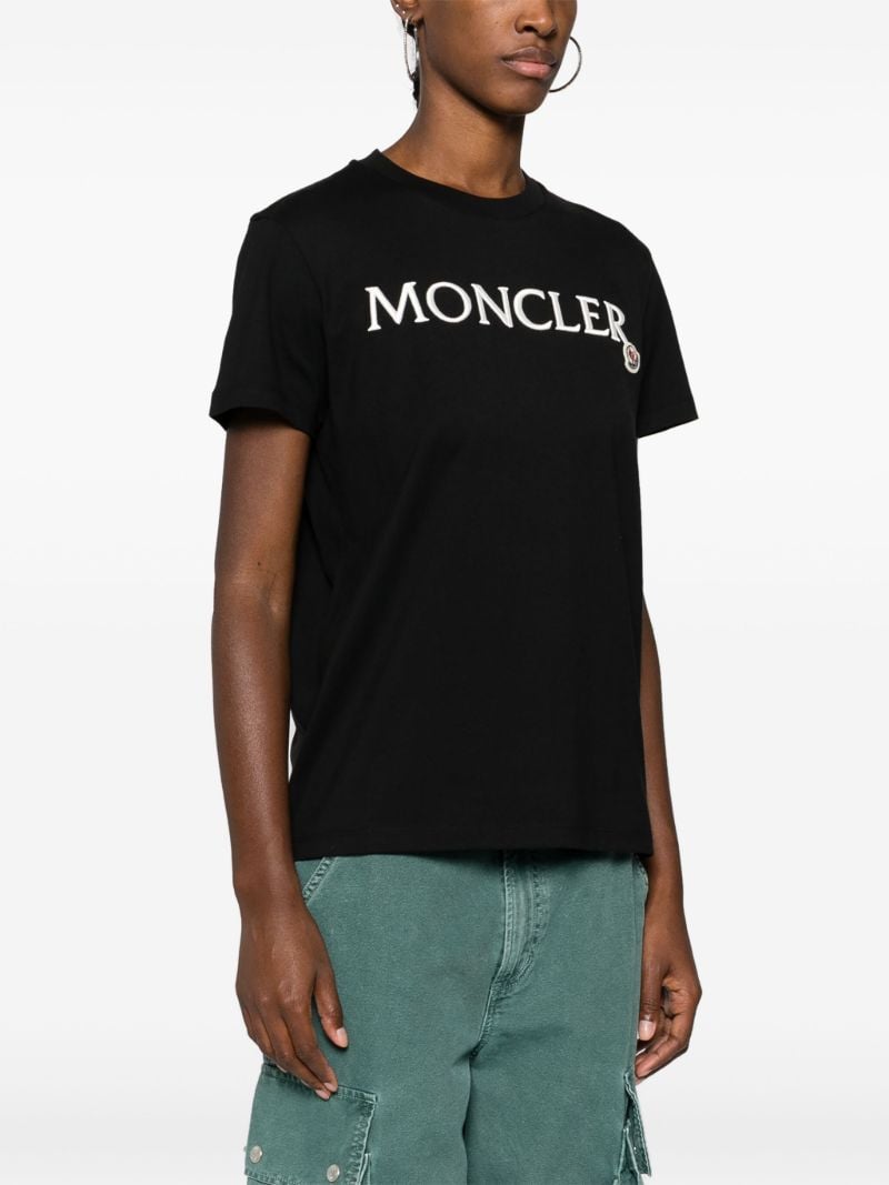 Black Logo-embroidered Cotton T-shirt