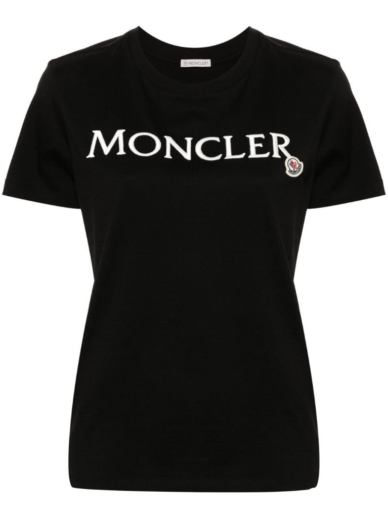 Black Logo-embroidered Cotton T-shirt