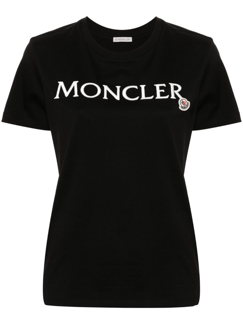 Black Logo-embroidered Cotton T-shirt