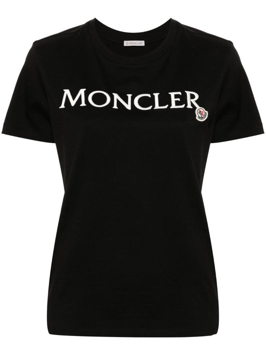 Black Logo-embroidered Cotton T-shirt
