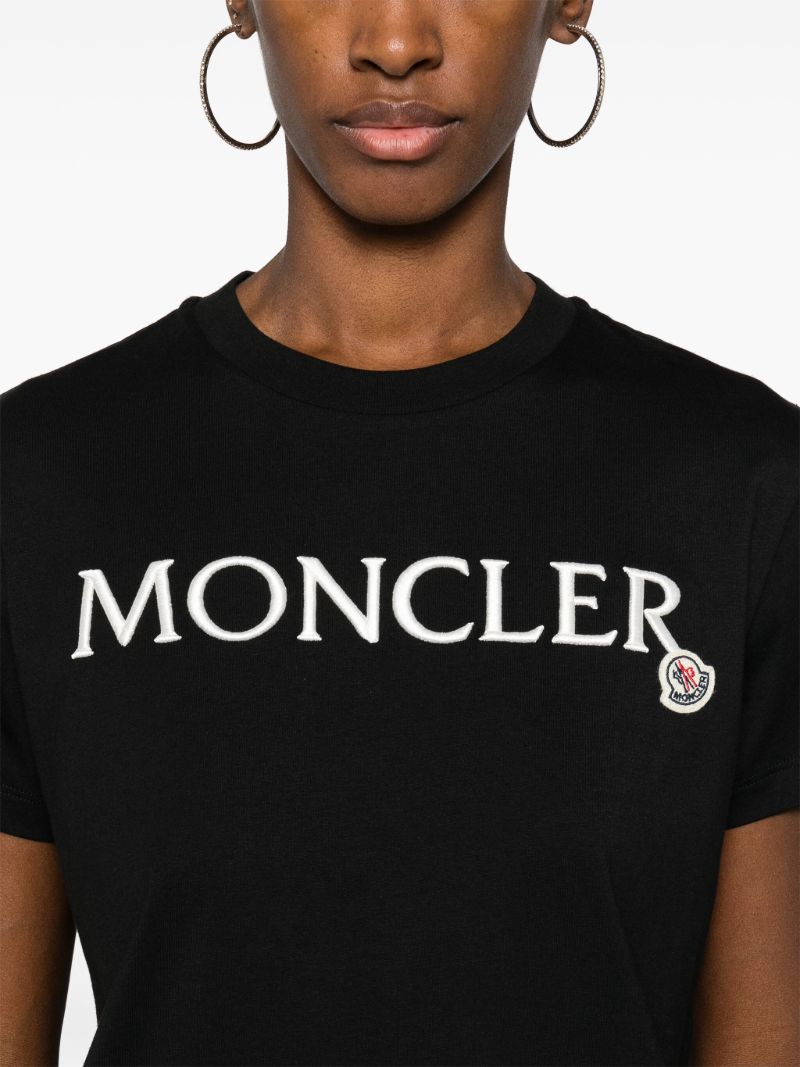 Black Logo-embroidered Cotton T-shirt