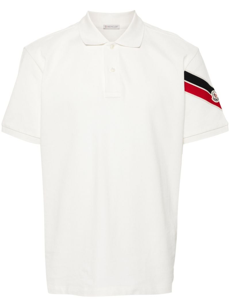 White Stripe-trim Cotton Polo Shirt