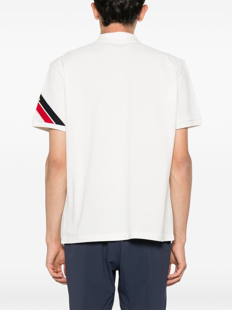 White Stripe-trim Cotton Polo Shirt