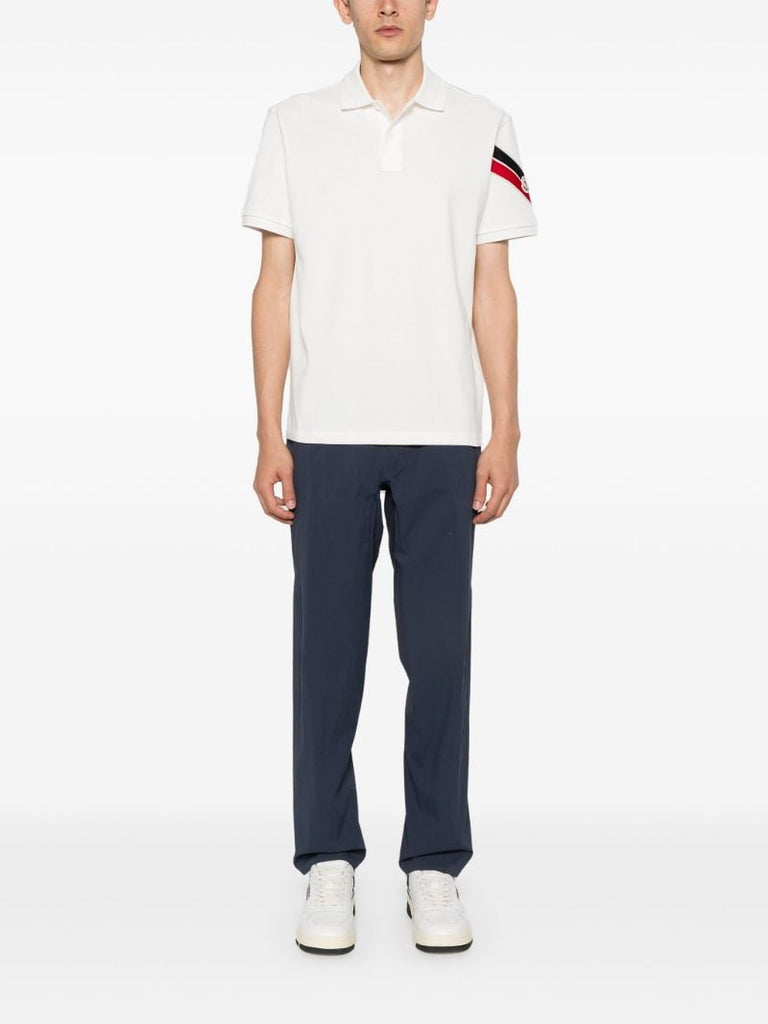 White Stripe-trim Cotton Polo Shirt