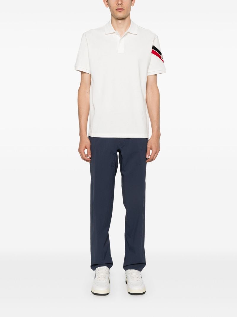 White Stripe-trim Cotton Polo Shirt
