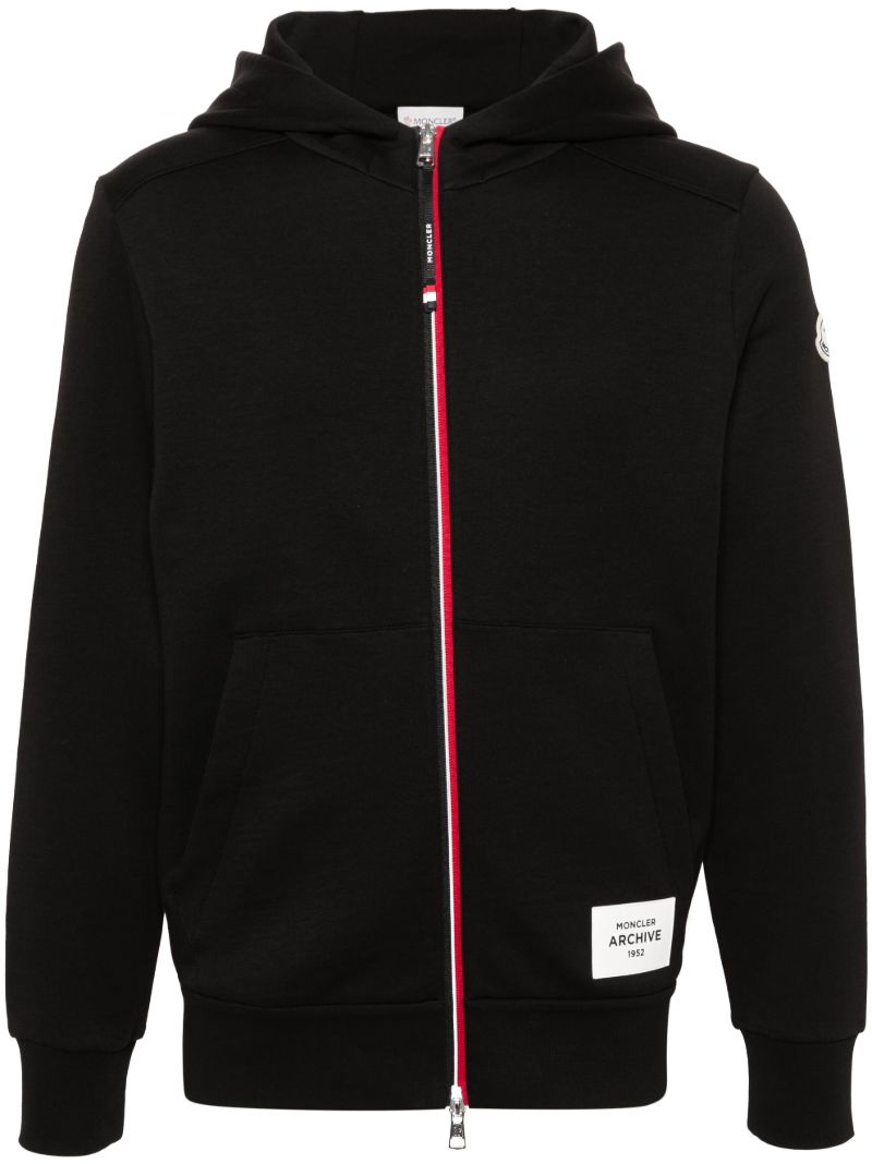 Black Logo-applique Zip-up Hoodie