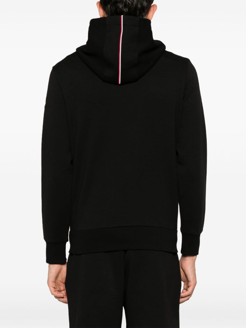 Black Logo-applique Zip-up Hoodie