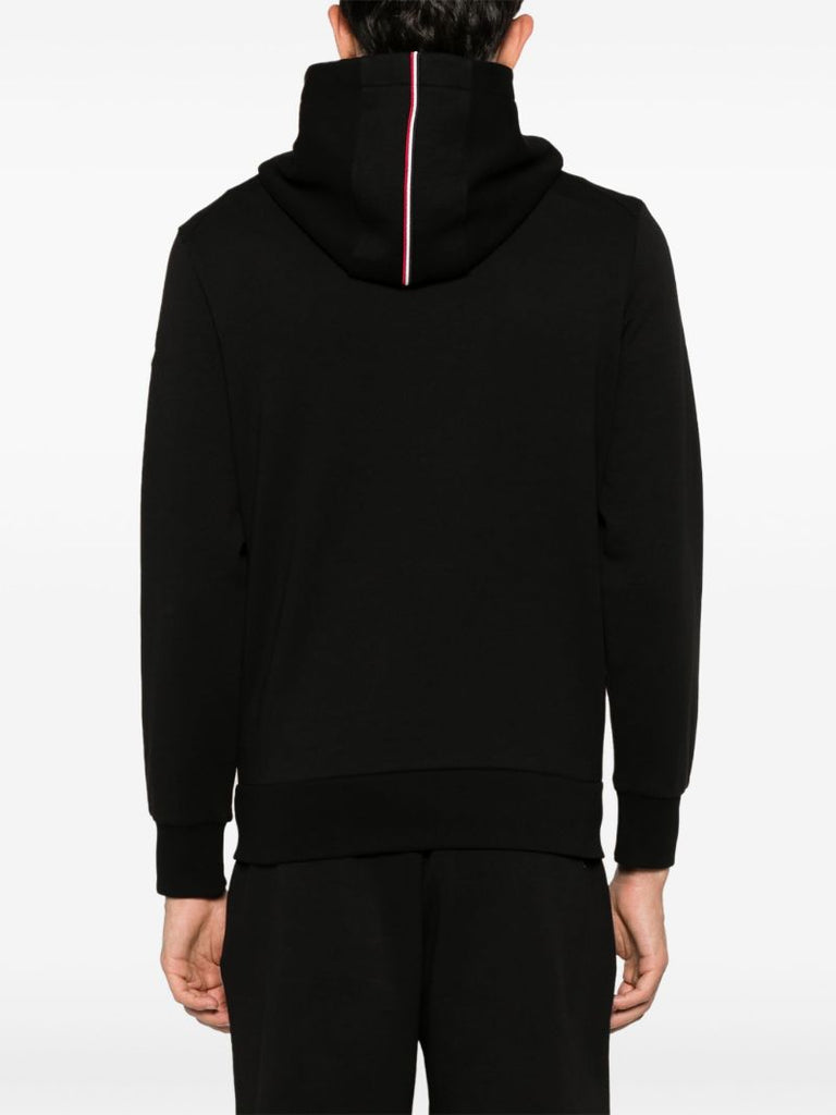 Black Logo-applique Zip-up Hoodie