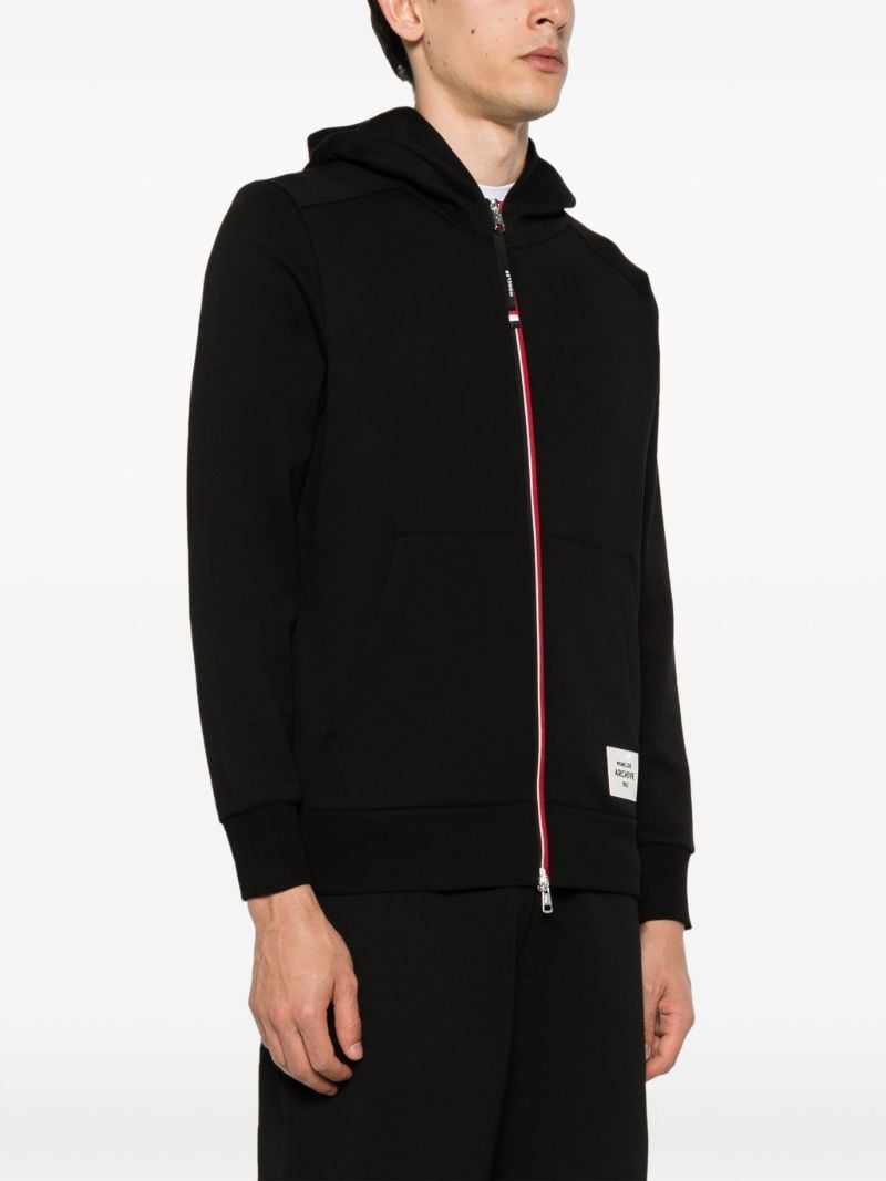 Black Logo-applique Zip-up Hoodie