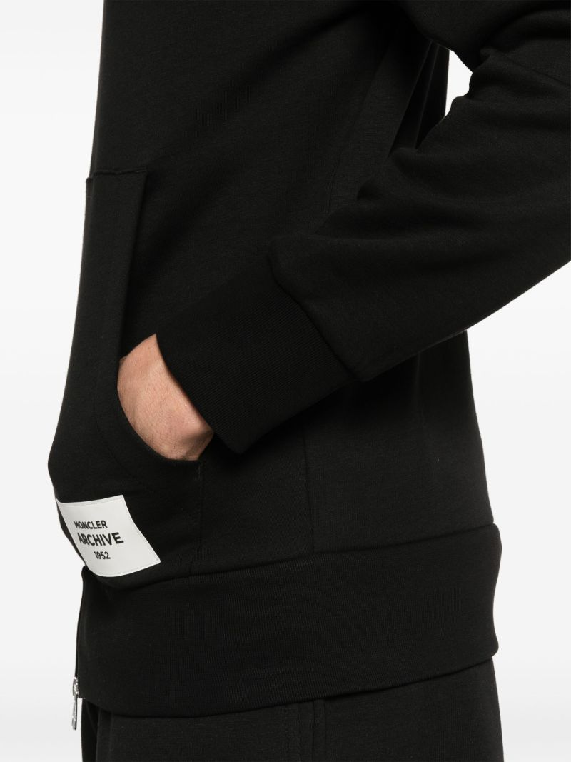 Black Logo-applique Zip-up Hoodie