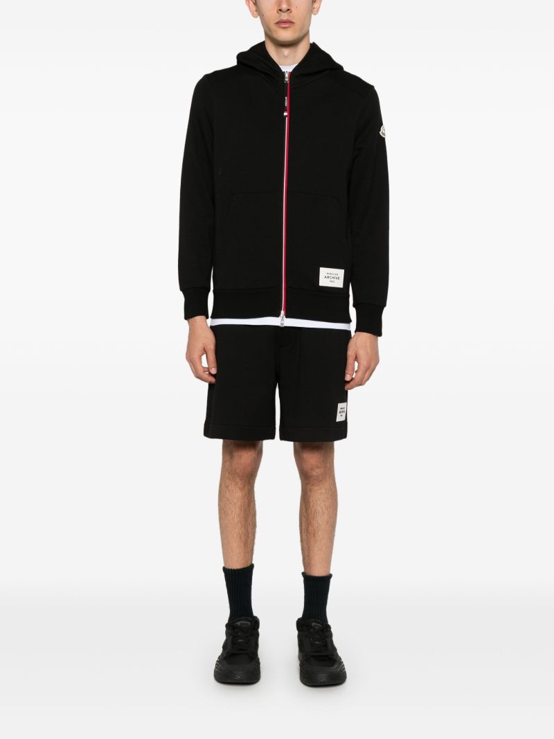Black Logo-applique Zip-up Hoodie