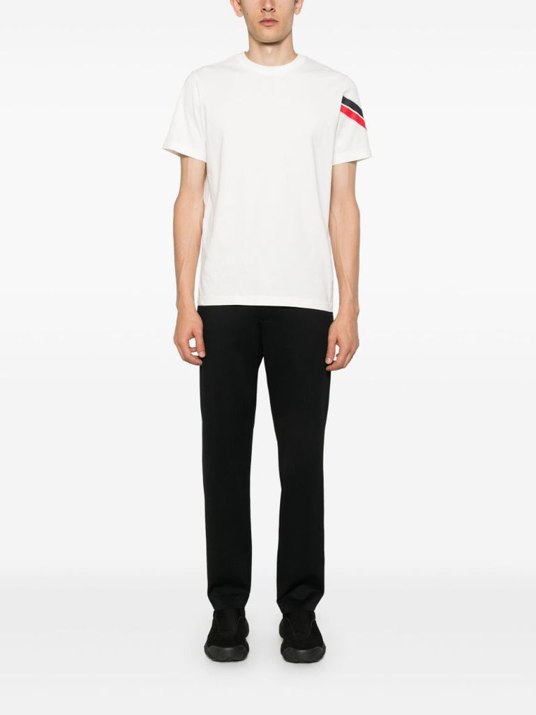 White Stripe-trim Cotton T-shirt