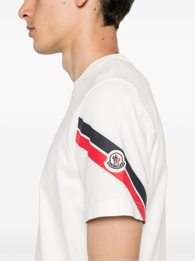 White Stripe-trim Cotton T-shirt