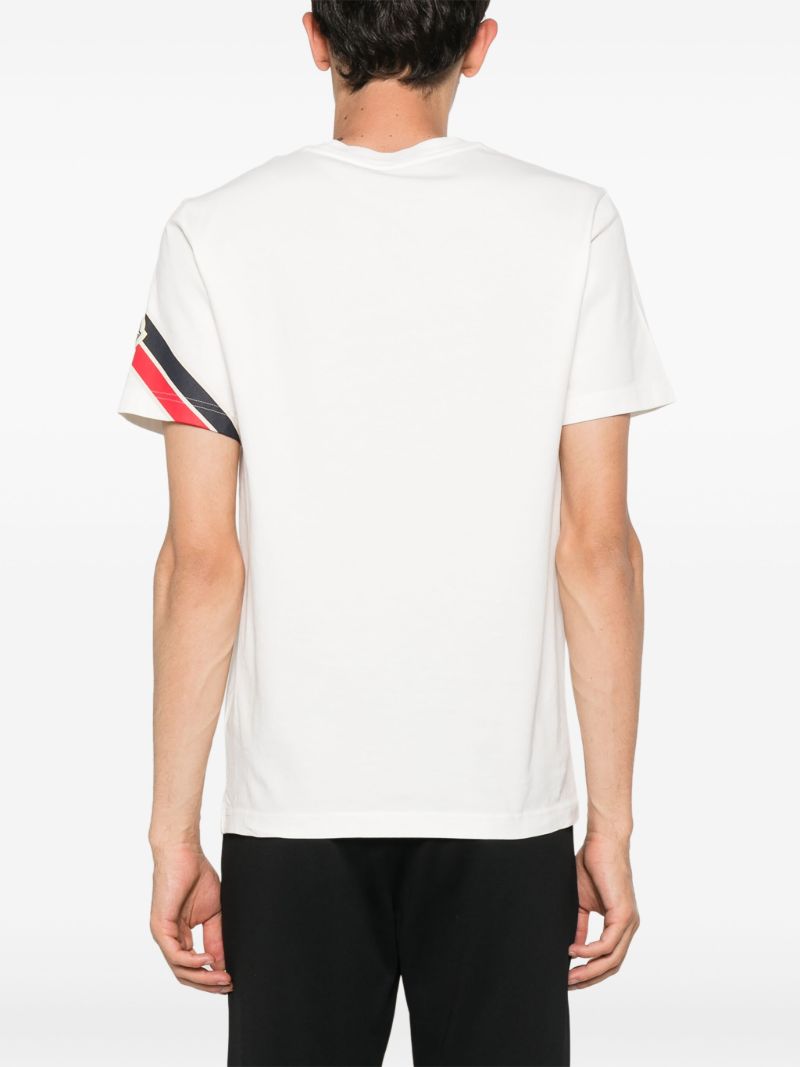 White Stripe-trim Cotton T-shirt