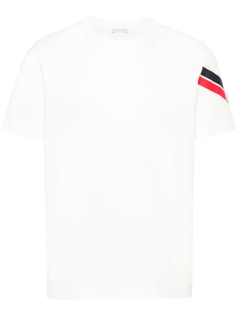 White Stripe-trim Cotton T-shirt