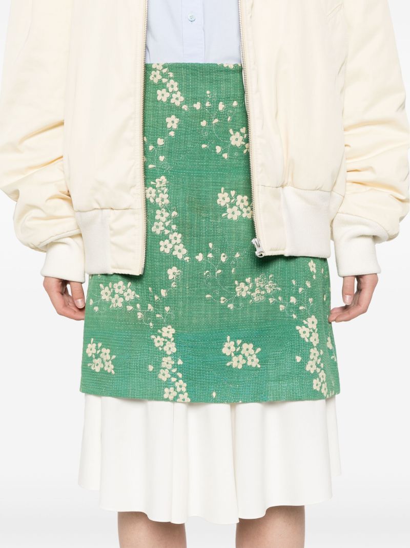 Green Floral-print Skirt