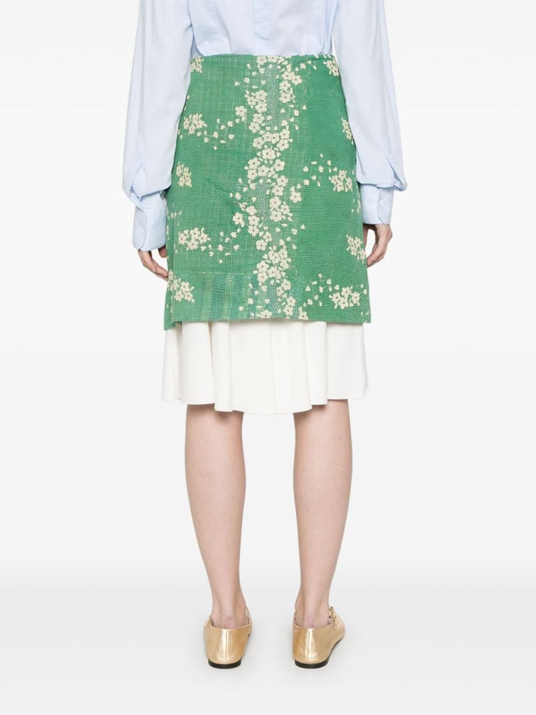 Green Floral-print Skirt