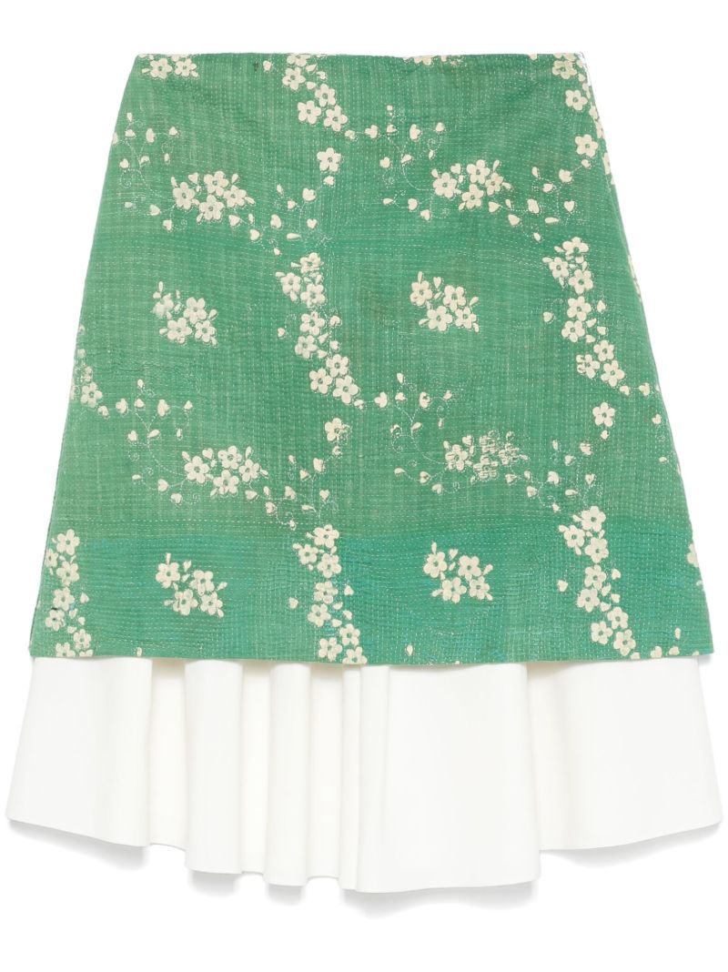 Green Floral-print Skirt