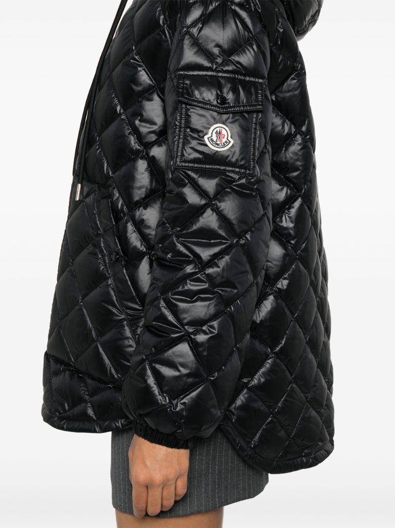 Black Diamond-quilted Hooded Jacket