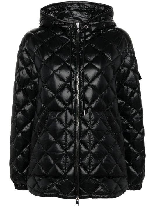 Black Diamond-quilted Hooded Jacket