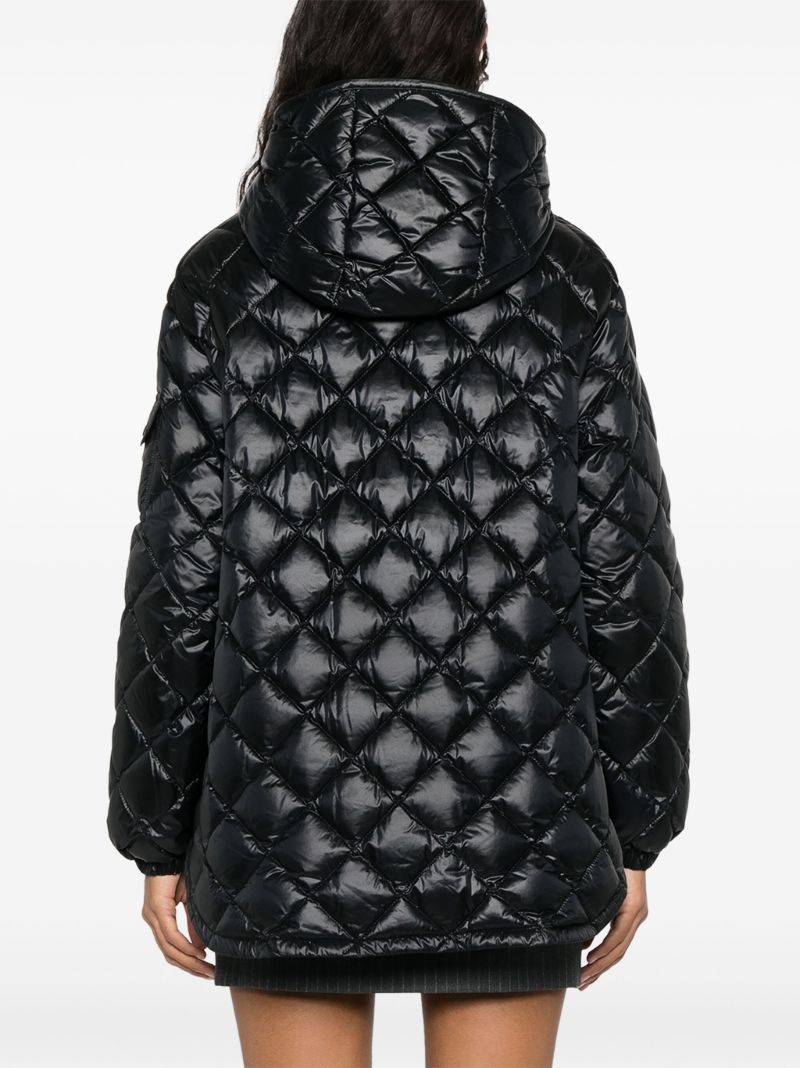 Black Diamond-quilted Hooded Jacket