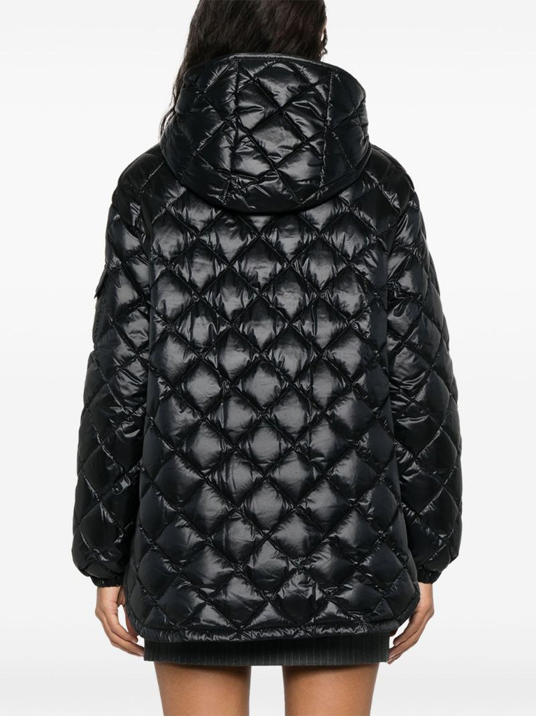 Black Diamond-quilted Hooded Jacket