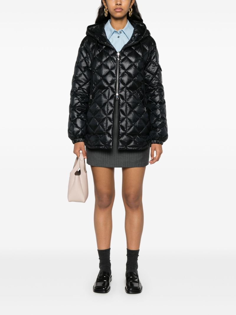 Black Diamond-quilted Hooded Jacket