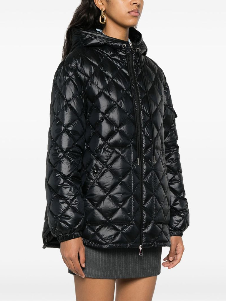 Black Diamond-quilted Hooded Jacket