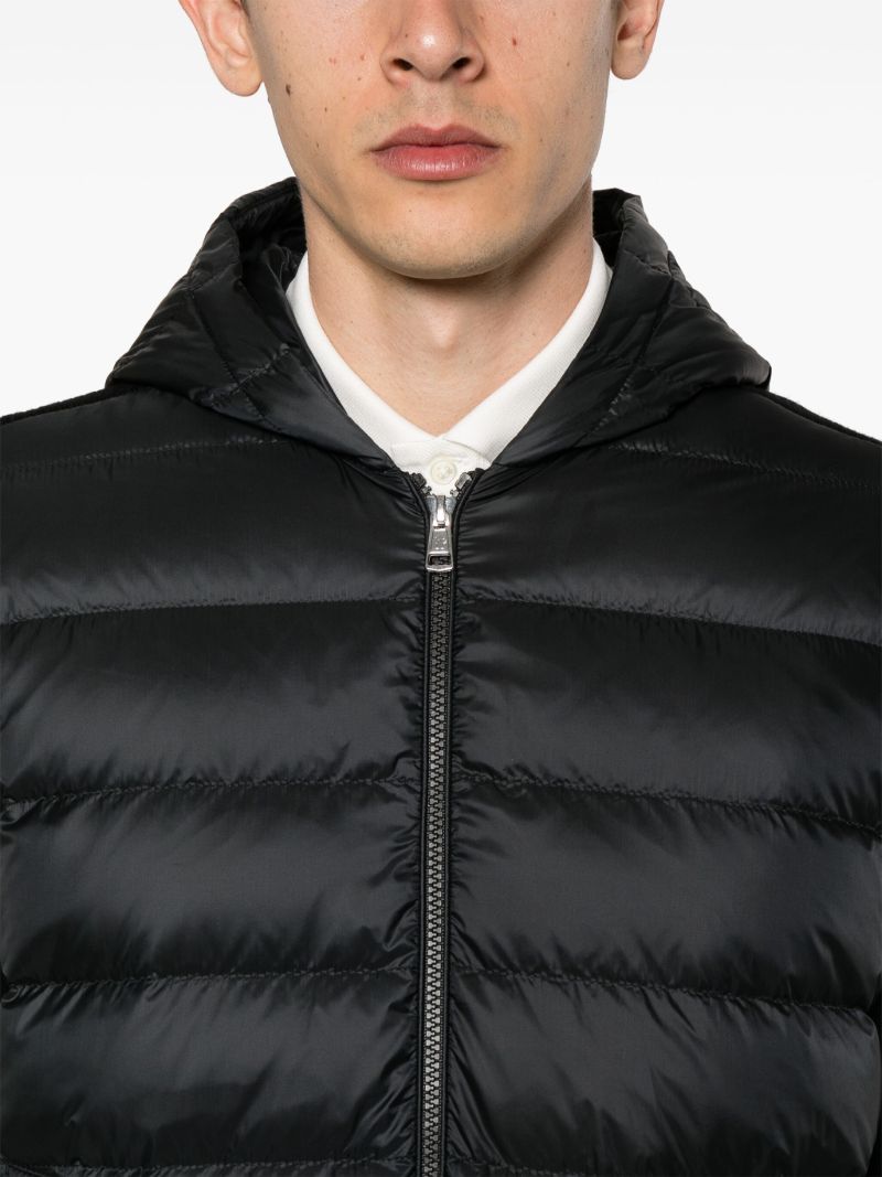 Black Quilted-panel Wool Jacket