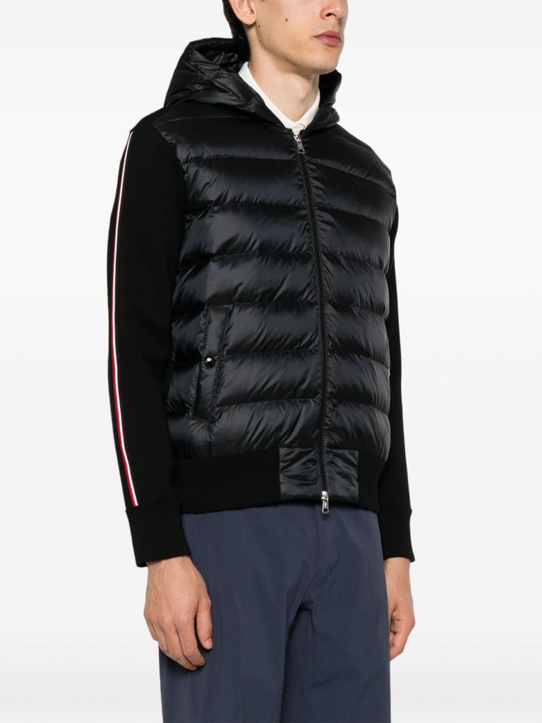Black Quilted-panel Wool Jacket