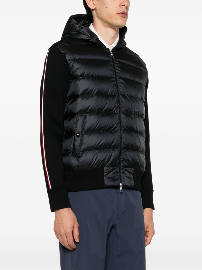 Black Quilted-panel Wool Jacket