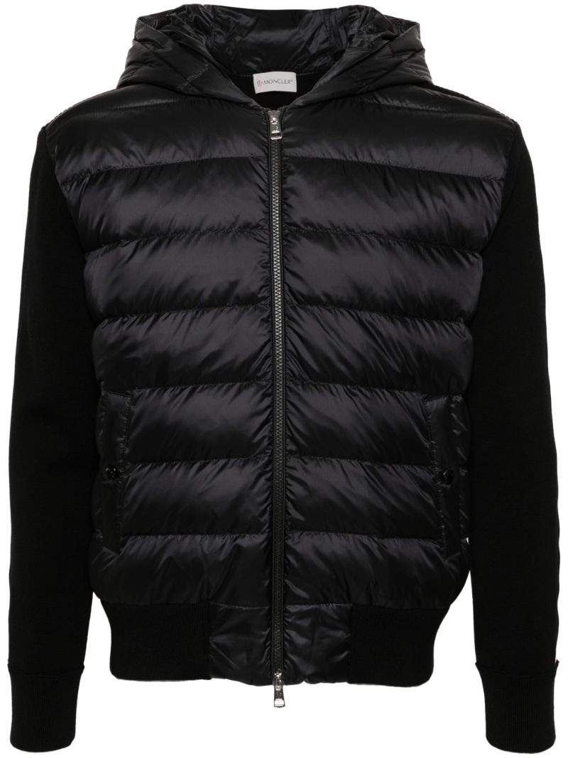 Black Quilted-panel Wool Jacket