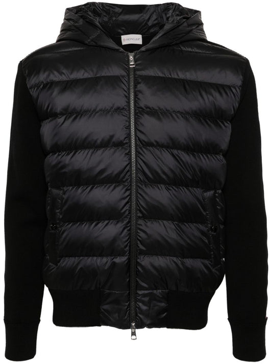 Black Quilted-panel Wool Jacket