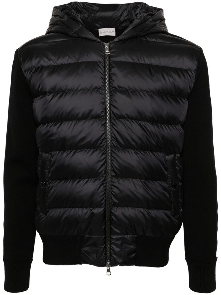 Black Quilted-panel Wool Jacket