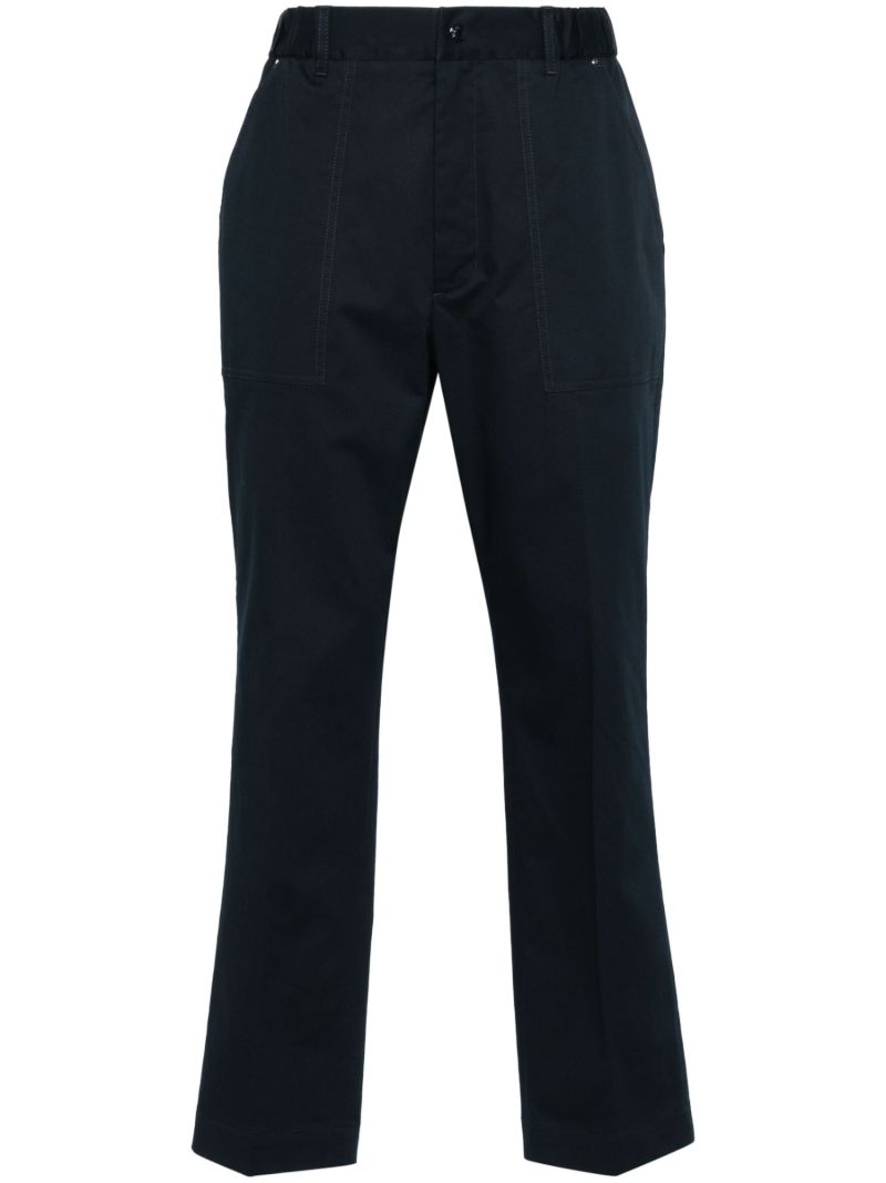 Blue Garbardine Weave Straight Trousers