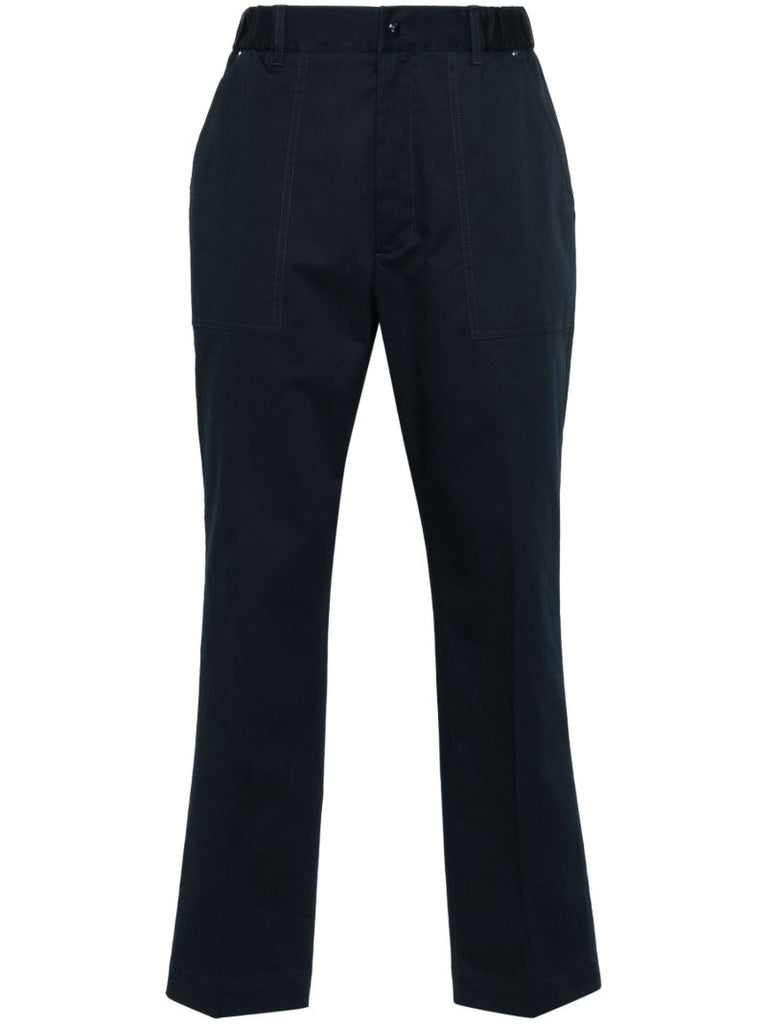 Blue Garbardine Weave Straight Trousers