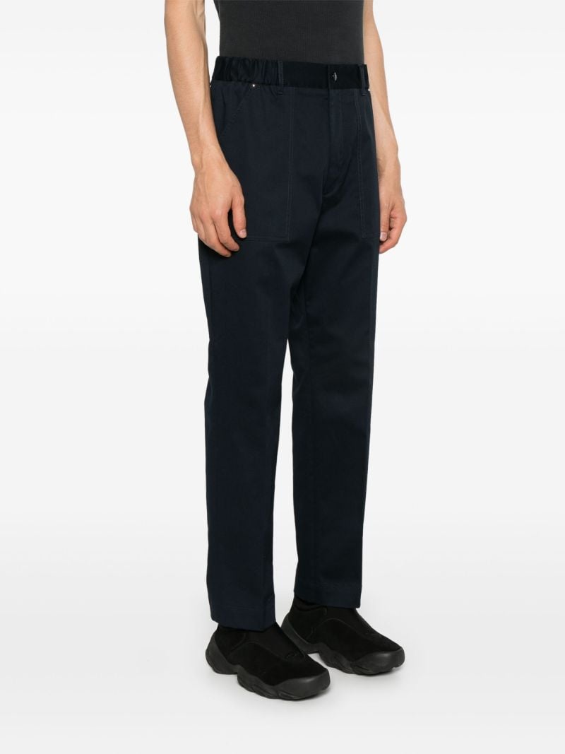 Blue Garbardine Weave Straight Trousers