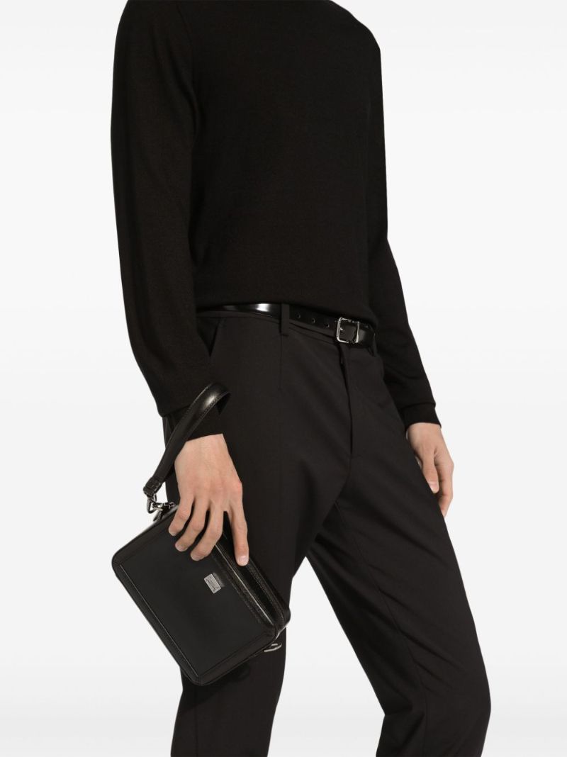 Plaque Leather Shoulder Bag
